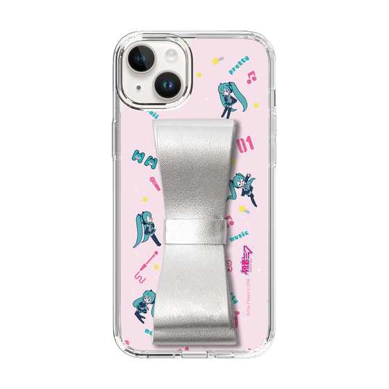 Slim Protection Case - STAND & RING RIBBON Silver［ HATSUNE MIKU - Ribbon - Instrumental - Pink ］