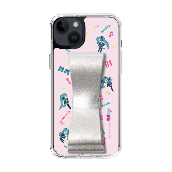 Slim Protection Case - STAND & RING RIBBON Silver［ HATSUNE MIKU - Ribbon - Instrumental - Pink ］