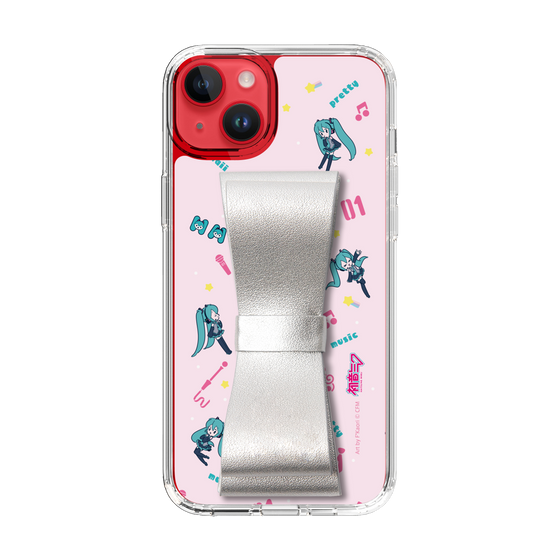 Slim Protection Case - STAND & RING RIBBON Silver［ HATSUNE MIKU - Ribbon - Instrumental - Pink ］