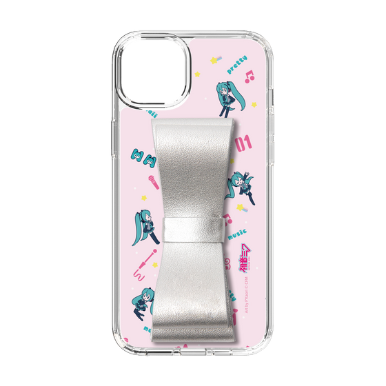 Slim Protection Case - STAND & RING RIBBON Silver［ HATSUNE MIKU - Ribbon - Instrumental - Pink ］