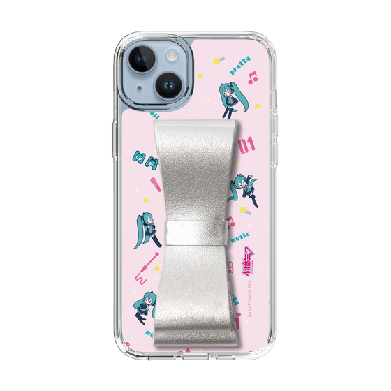 Slim Protection Case - STAND & RING RIBBON Silver［ HATSUNE MIKU - Ribbon - Instrumental - Pink ］