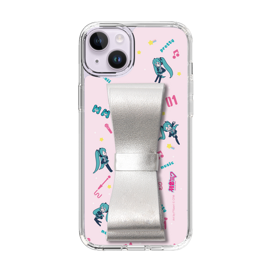 Slim Protection Case - STAND & RING RIBBON Silver［ HATSUNE MIKU - Ribbon - Instrumental - Pink ］