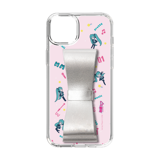 Slim Protection Case - STAND & RING RIBBON Silver［ HATSUNE MIKU - Ribbon - Instrumental - Pink ］