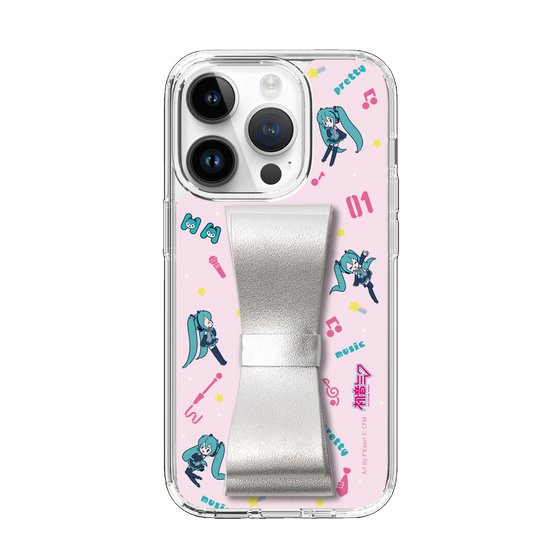 Slim Protection Case - STAND & RING RIBBON Silver［ HATSUNE MIKU - Ribbon - Instrumental - Pink ］