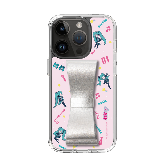 Slim Protection Case - STAND & RING RIBBON Silver［ HATSUNE MIKU - Ribbon - Instrumental - Pink ］