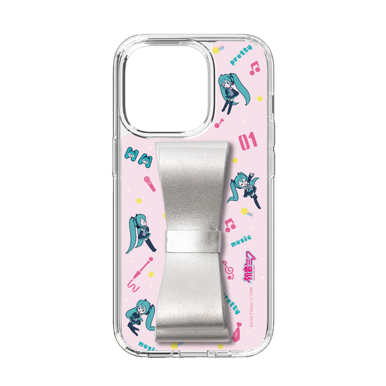 Slim Protection Case - STAND & RING RIBBON Silver［ HATSUNE MIKU - Ribbon - Instrumental - Pink ］