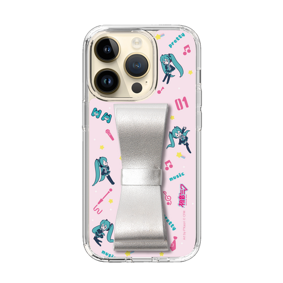 Slim Protection Case - STAND & RING RIBBON Silver［ HATSUNE MIKU - Ribbon - Instrumental - Pink ］