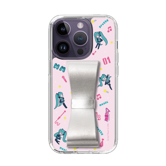 Slim Protection Case - STAND & RING RIBBON Silver［ HATSUNE MIKU - Ribbon - Instrumental - Pink ］