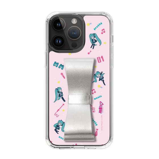 Slim Protection Case - STAND & RING RIBBON Silver［ HATSUNE MIKU - Ribbon - Instrumental - Pink ］