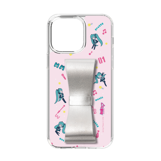 Slim Protection Case - STAND & RING RIBBON Silver［ HATSUNE MIKU - Ribbon - Instrumental - Pink ］