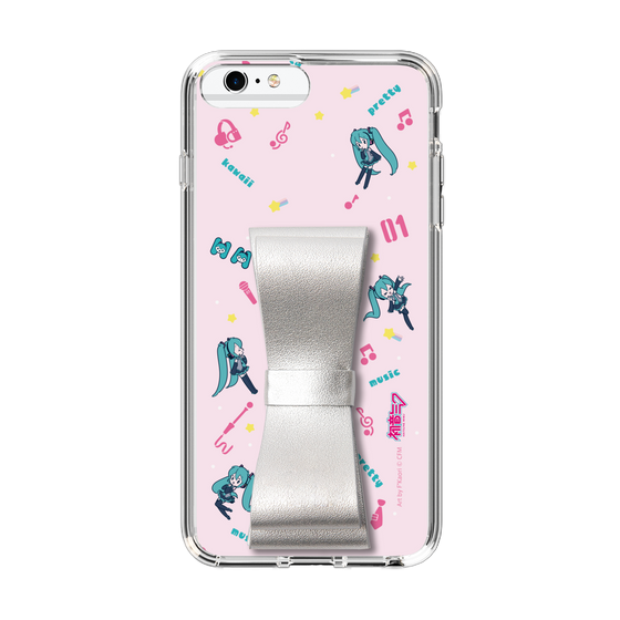 Slim Protection Case - STAND & RING RIBBON Silver［ HATSUNE MIKU - Ribbon - Instrumental - Pink ］