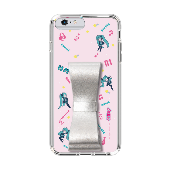 Slim Protection Case - STAND & RING RIBBON Silver［ HATSUNE MIKU - Ribbon - Instrumental - Pink ］