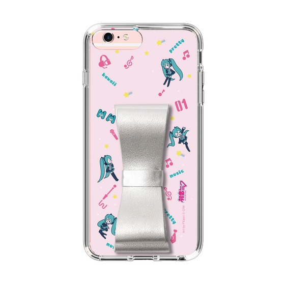 Slim Protection Case - STAND & RING RIBBON Silver［ HATSUNE MIKU - Ribbon - Instrumental - Pink ］