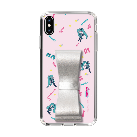 Slim Protection Case - STAND & RING RIBBON Silver［ HATSUNE MIKU - Ribbon - Instrumental - Pink ］