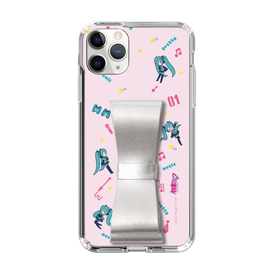 Slim Protection Case - STAND & RING RIBBON Silver［ HATSUNE MIKU - Ribbon - Instrumental - Pink ］