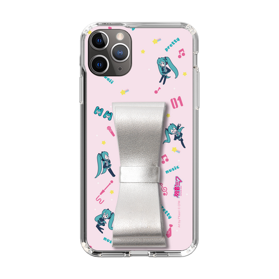 Slim Protection Case - STAND & RING RIBBON Silver［ HATSUNE MIKU - Ribbon - Instrumental - Pink ］