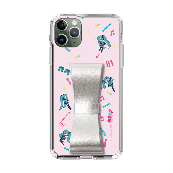 Slim Protection Case - STAND & RING RIBBON Silver［ HATSUNE MIKU - Ribbon - Instrumental - Pink ］