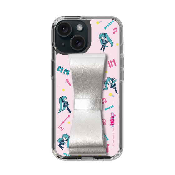 Slim Protection Case - STAND & RING RIBBON Silver［ HATSUNE MIKU - Ribbon - Instrumental - Pink ］
