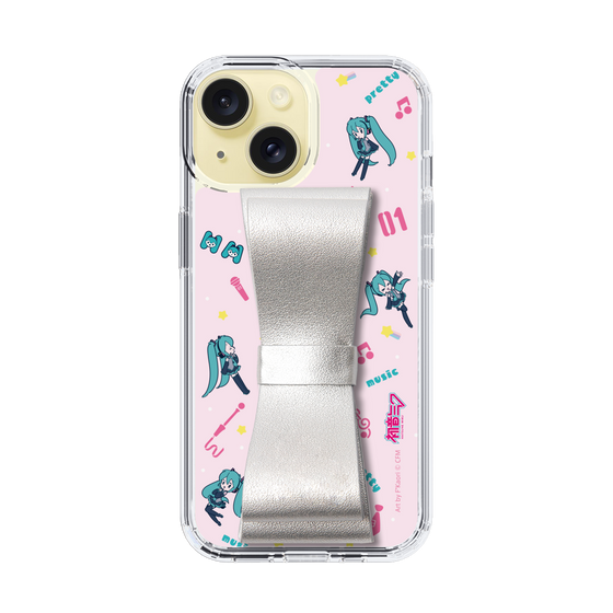Slim Protection Case - STAND & RING RIBBON Silver［ HATSUNE MIKU - Ribbon - Instrumental - Pink ］