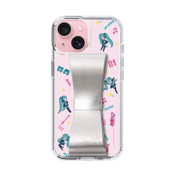 Slim Protection Case - STAND & RING RIBBON Silver［ HATSUNE MIKU - Ribbon - Instrumental - Pink ］