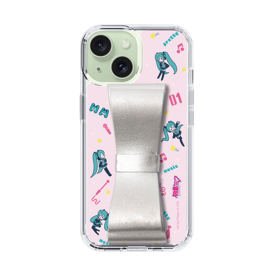 Slim Protection Case - STAND & RING RIBBON Silver［ HATSUNE MIKU - Ribbon - Instrumental - Pink ］