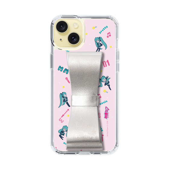 Slim Protection Case - STAND & RING RIBBON Silver［ HATSUNE MIKU - Ribbon - Instrumental - Pink ］