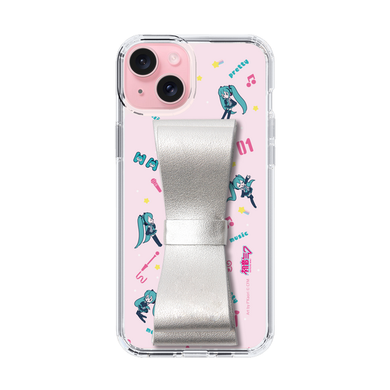Slim Protection Case - STAND & RING RIBBON Silver［ HATSUNE MIKU - Ribbon - Instrumental - Pink ］