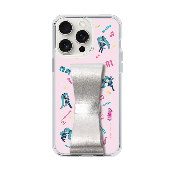 Slim Protection Case - STAND & RING RIBBON Silver［ HATSUNE MIKU - Ribbon - Instrumental - Pink ］