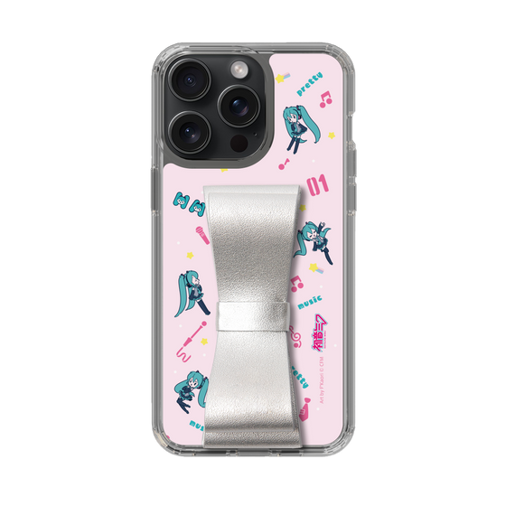 Slim Protection Case - STAND & RING RIBBON Silver［ HATSUNE MIKU - Ribbon - Instrumental - Pink ］