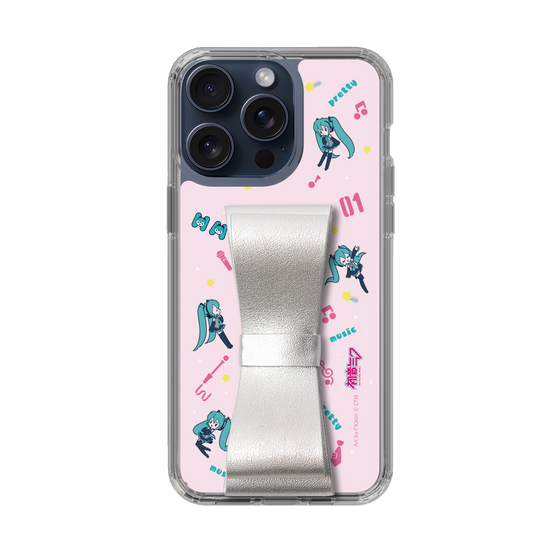 Slim Protection Case - STAND & RING RIBBON Silver［ HATSUNE MIKU - Ribbon - Instrumental - Pink ］