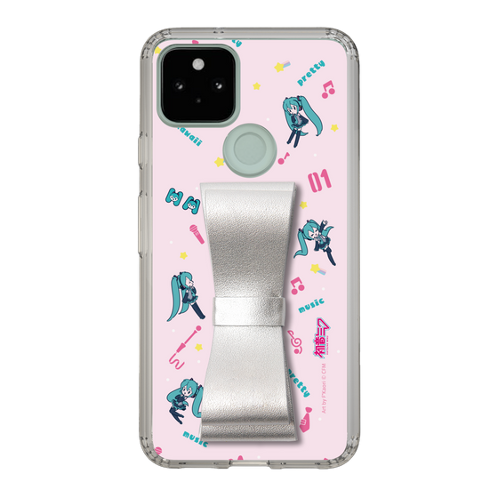 Slim Protection Case - STAND & RING RIBBON Silver［ HATSUNE MIKU - Ribbon - Instrumental - Pink ］