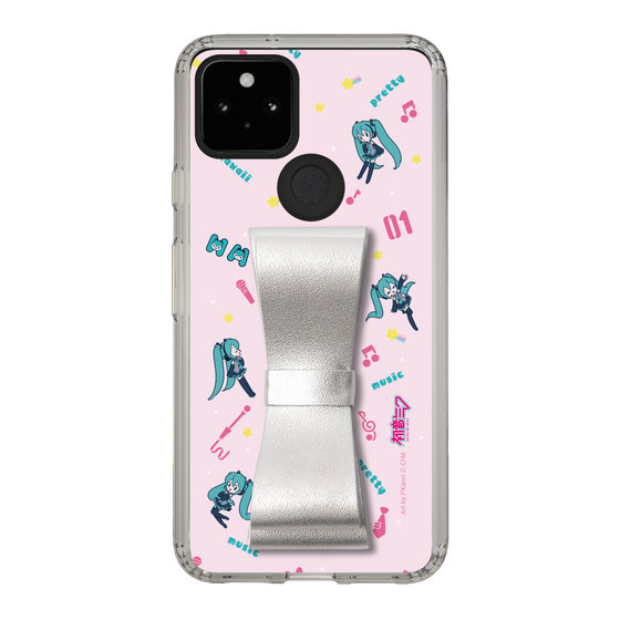 Slim Protection Case - STAND & RING RIBBON Silver［ HATSUNE MIKU - Ribbon - Instrumental - Pink ］