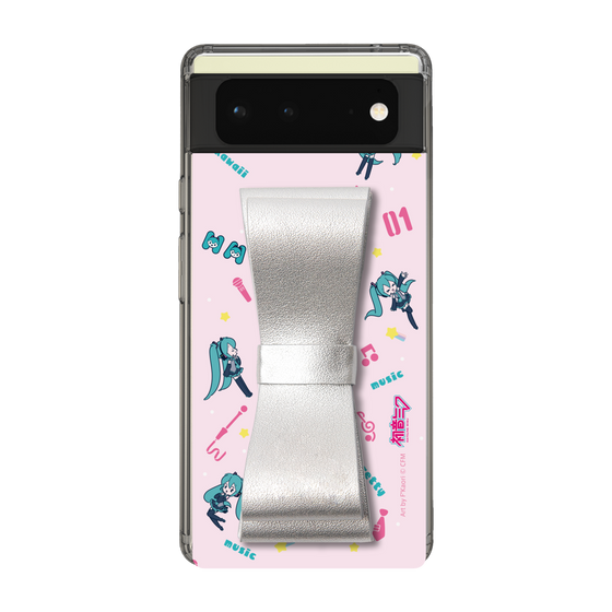 Slim Protection Case - STAND & RING RIBBON Silver［ HATSUNE MIKU - Ribbon - Instrumental - Pink ］