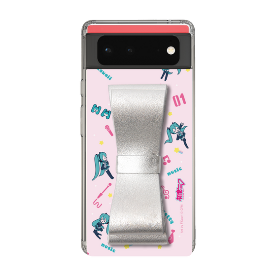 Slim Protection Case - STAND & RING RIBBON Silver［ HATSUNE MIKU - Ribbon - Instrumental - Pink ］