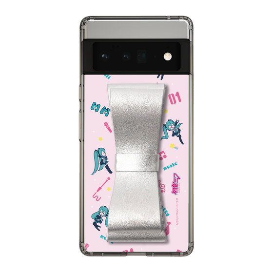 Slim Protection Case - STAND & RING RIBBON Silver［ HATSUNE MIKU - Ribbon - Instrumental - Pink ］