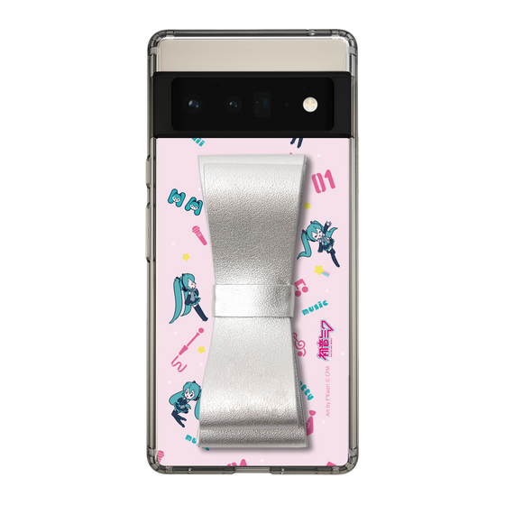 Slim Protection Case - STAND & RING RIBBON Silver［ HATSUNE MIKU - Ribbon - Instrumental - Pink ］