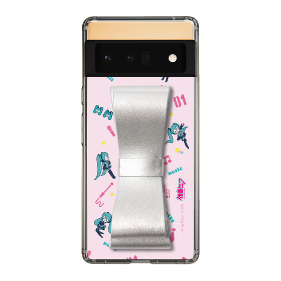 Slim Protection Case - STAND & RING RIBBON Silver［ HATSUNE MIKU - Ribbon - Instrumental - Pink ］