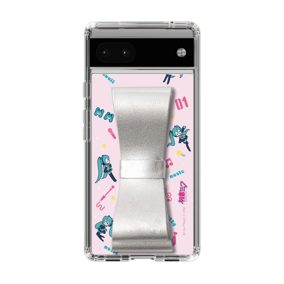 Slim Protection Case - STAND & RING RIBBON Silver［ HATSUNE MIKU - Ribbon - Instrumental - Pink ］