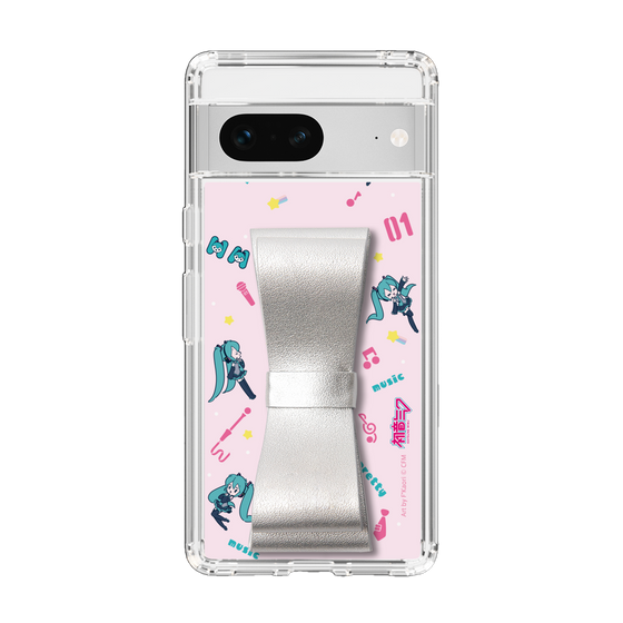 Slim Protection Case - STAND & RING RIBBON Silver［ HATSUNE MIKU - Ribbon - Instrumental - Pink ］