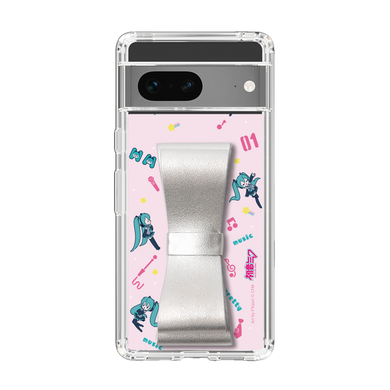 Slim Protection Case - STAND & RING RIBBON Silver［ HATSUNE MIKU - Ribbon - Instrumental - Pink ］