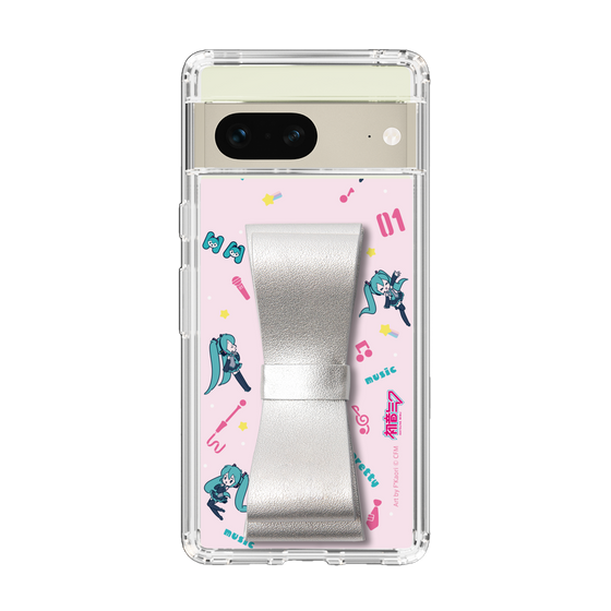 Slim Protection Case - STAND & RING RIBBON Silver［ HATSUNE MIKU - Ribbon - Instrumental - Pink ］