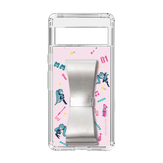 Slim Protection Case - STAND & RING RIBBON Silver［ HATSUNE MIKU - Ribbon - Instrumental - Pink ］
