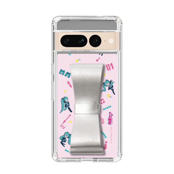 Slim Protection Case - STAND & RING RIBBON Silver［ HATSUNE MIKU - Ribbon - Instrumental - Pink ］