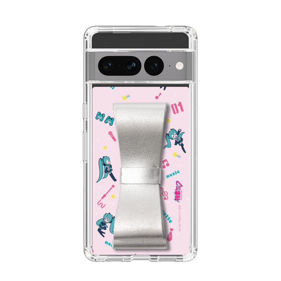Slim Protection Case - STAND & RING RIBBON Silver［ HATSUNE MIKU - Ribbon - Instrumental - Pink ］
