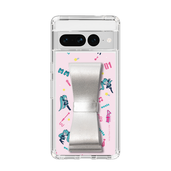 Slim Protection Case - STAND & RING RIBBON Silver［ HATSUNE MIKU - Ribbon - Instrumental - Pink ］