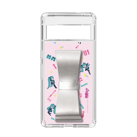 Slim Protection Case - STAND & RING RIBBON Silver［ HATSUNE MIKU - Ribbon - Instrumental - Pink ］