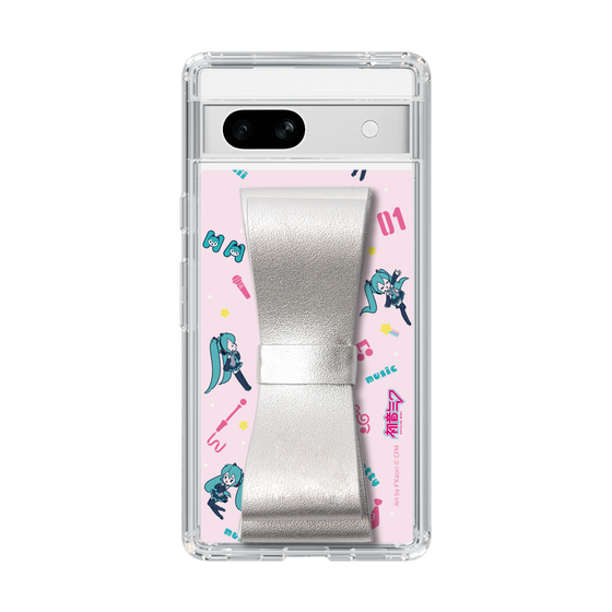 Slim Protection Case - STAND & RING RIBBON Silver［ HATSUNE MIKU - Ribbon - Instrumental - Pink ］