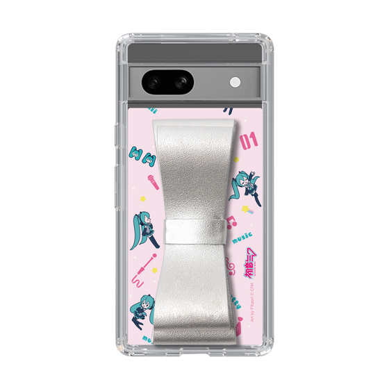 Slim Protection Case - STAND & RING RIBBON Silver［ HATSUNE MIKU - Ribbon - Instrumental - Pink ］