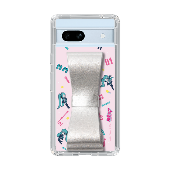 Slim Protection Case - STAND & RING RIBBON Silver［ HATSUNE MIKU - Ribbon - Instrumental - Pink ］