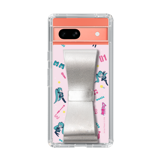 Slim Protection Case - STAND & RING RIBBON Silver［ HATSUNE MIKU - Ribbon - Instrumental - Pink ］